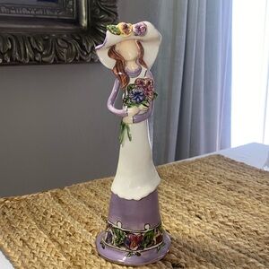 2002 Blue Sky Hand Painted 11" Girl Figurine Flowers Artist Heather Goldmine